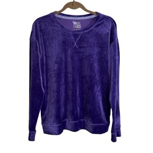 Muk Luks Women's Velour Sweatshirt Sweater Purple Medium NWT